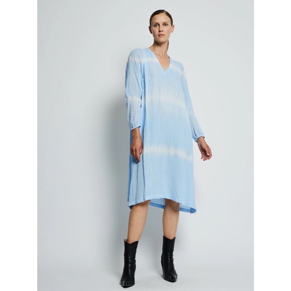Raquel Allegra Blue Vneck Gauze dress- Size S